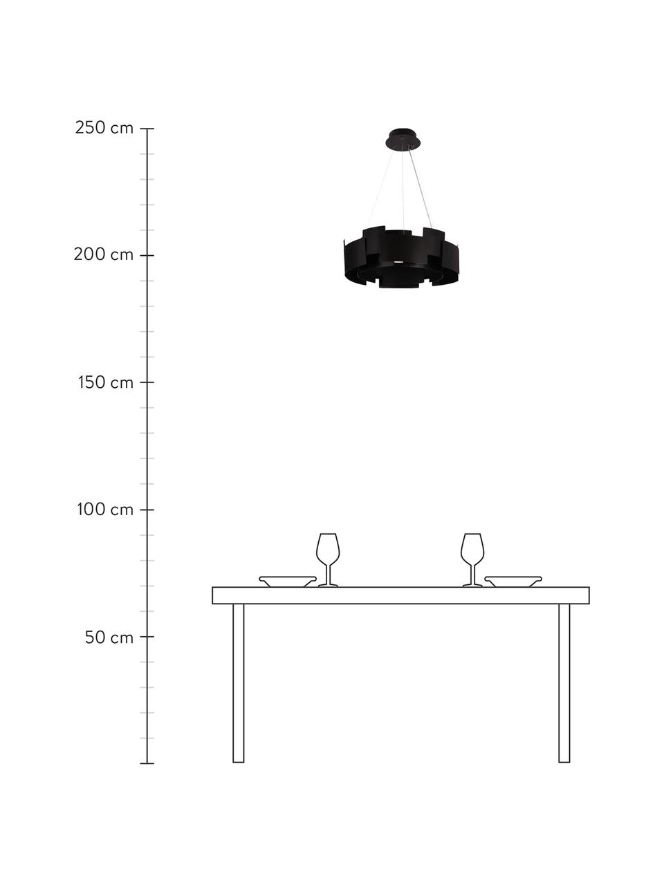 Moderne LED hanglamp Torino in zwart, Lampenkap: acryl, gecoat metaal, Baldakijn: gecoat metaal, Zwart, transparant, Ø 46 x H 50 cm