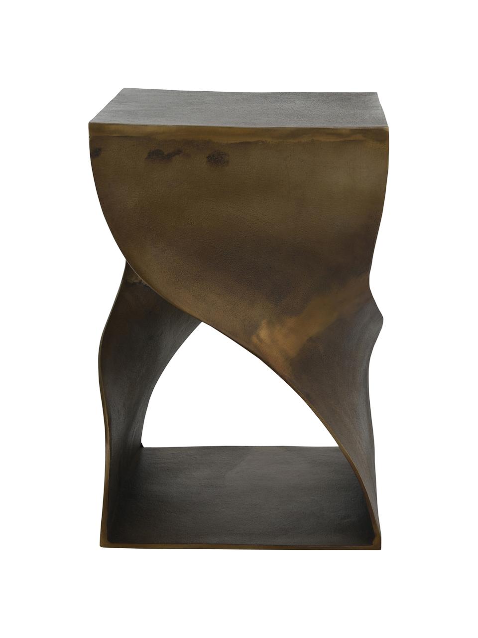 Mesa auxiliar de metal con forma orgánica Twist, Metal recubierto, Bronce, An 36 x Al 55 cm