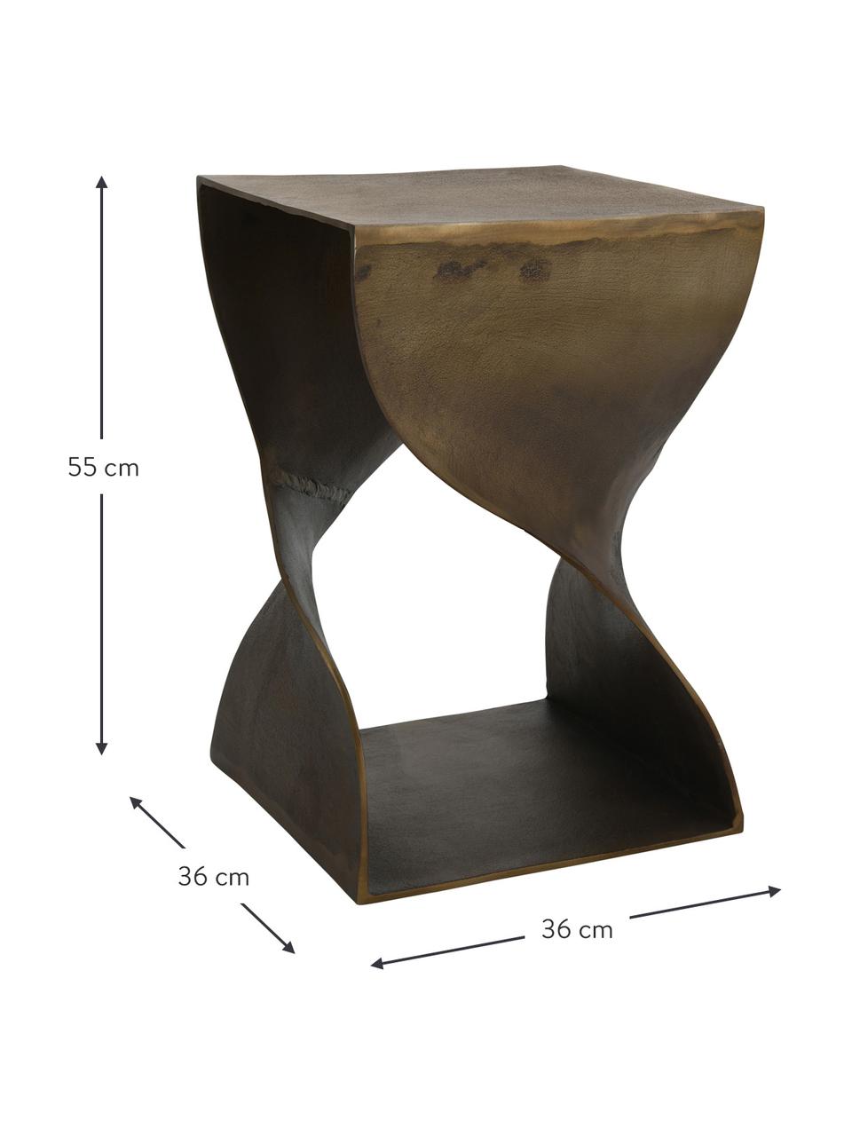 Mesa auxiliar de metal con forma orgánica Twist, Metal recubierto, Bronce, An 36 x Al 55 cm