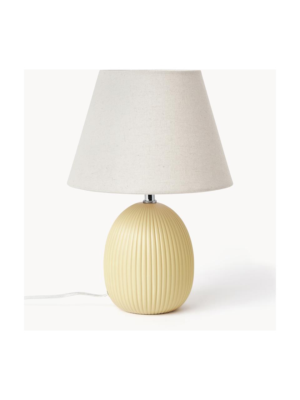 Tischlampe Desto, Lampenschirm: Leinen (100 % Polyester), Lampenfuß: Keramik, Hellgelb, Ø 25 x H 36 cm
