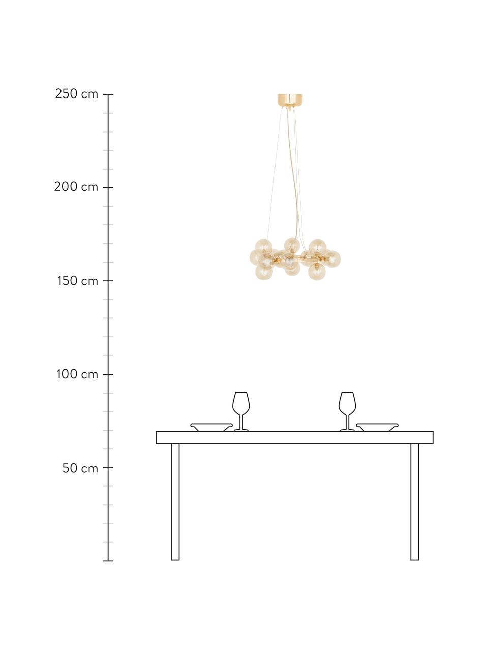 Okrągła lampa wisząca Splendor, Odcienie bursztynowego, odcienie złotego, Ø 58 x W 22 cm