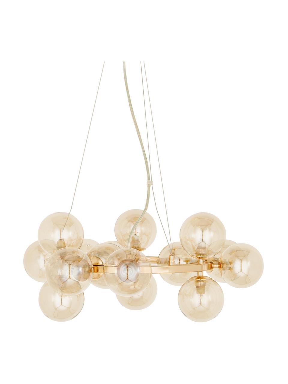 Okrúhla sklenená guľôčková závesná lampa Splendor, Odtiene jantárovej, odtiene zlatej, Ø 58 x V 22 cm