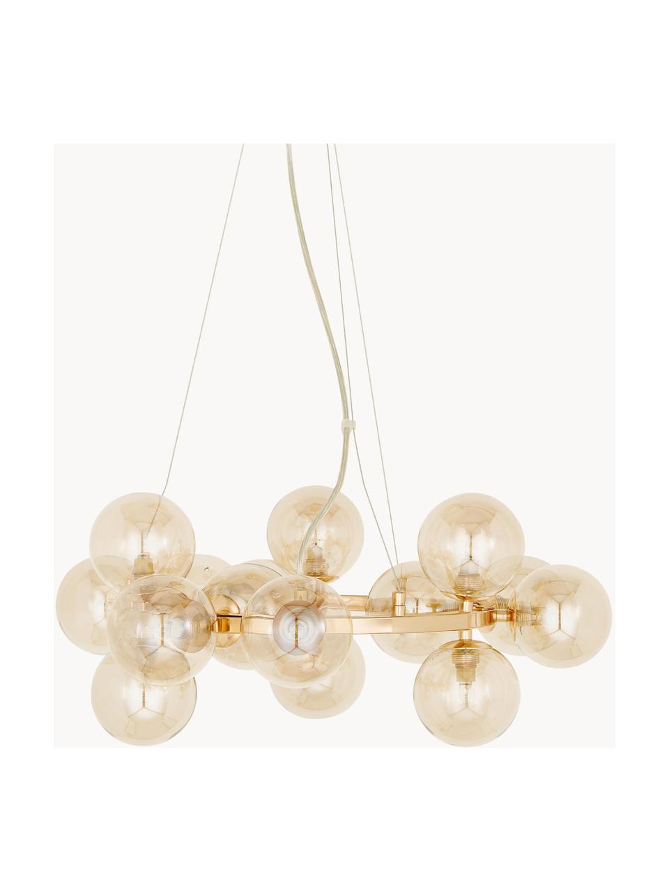 Grande suspension en verre Splendor, Beige, doré, Ø 58 x haut. 22 cm