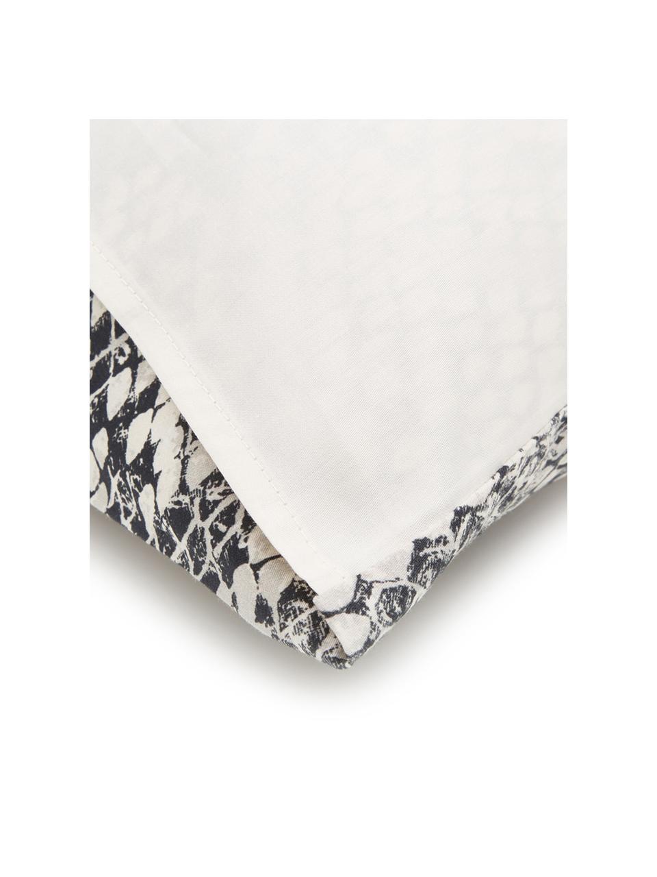 Taie d'oreiller réversible en satin de coton Doutzen, 65 x 65 cm, Couleur sable, anthracite, larg. 65 x long. 65 cm