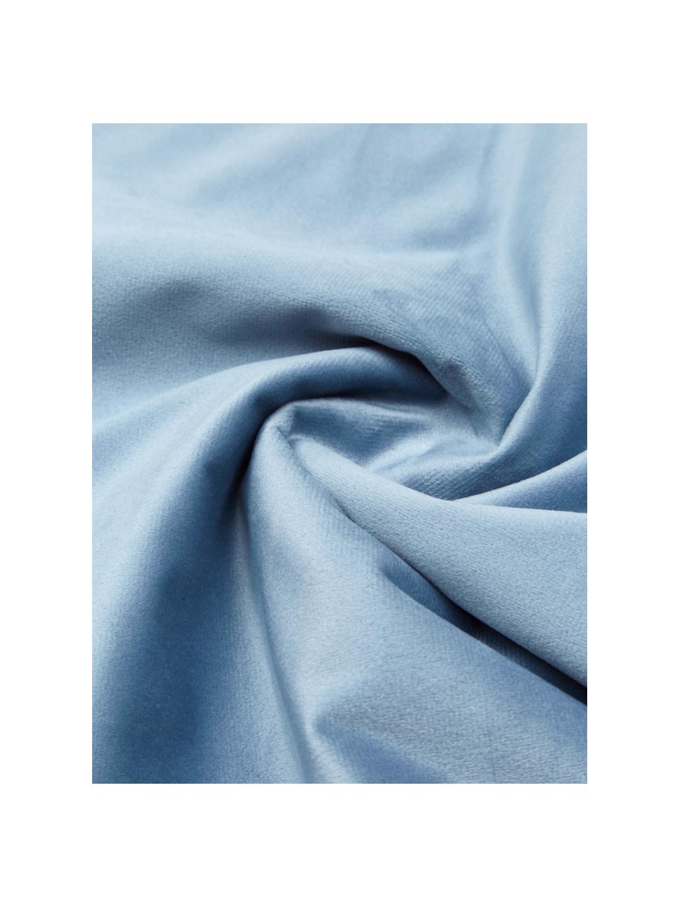 Housse de coussin en velours bleu ciel Lucie, 100 % velours de polyester, Bleu ciel, larg. 30 x long. 50 cm