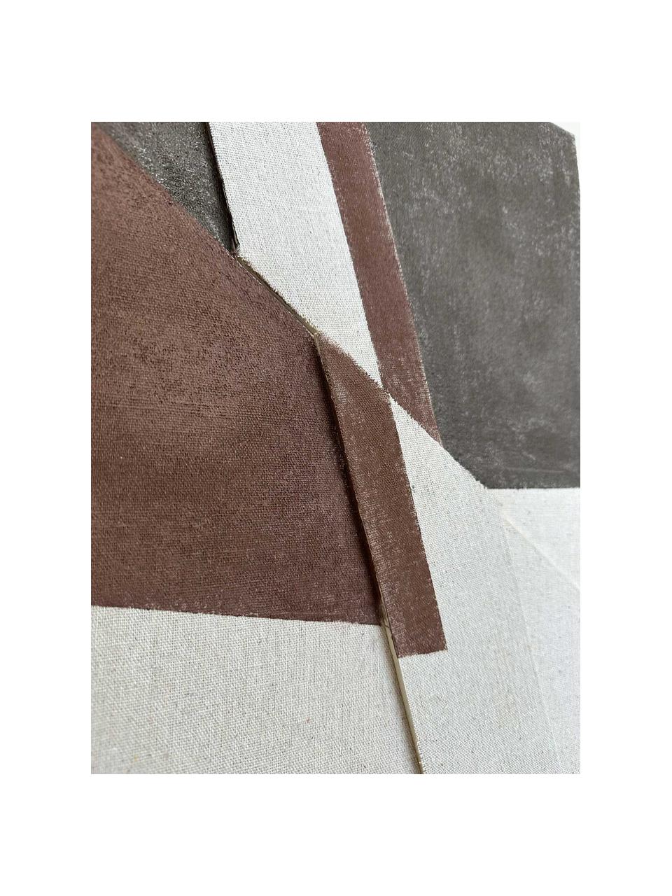 Lienzo pintado a mano con marco Brown Shapes, Beige, tonos marrones, blanco, An 60 x Al 80 cm