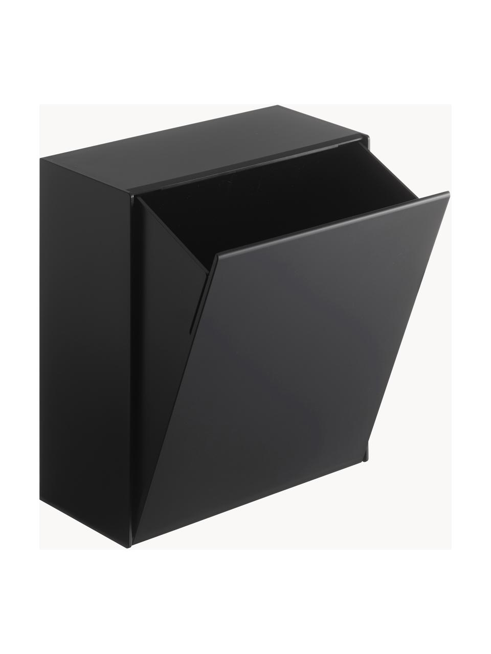 Cassetta storage con ganci adesivi Tower, Plastica, Nero opaco, Larg. 17 x Alt. 20 cm