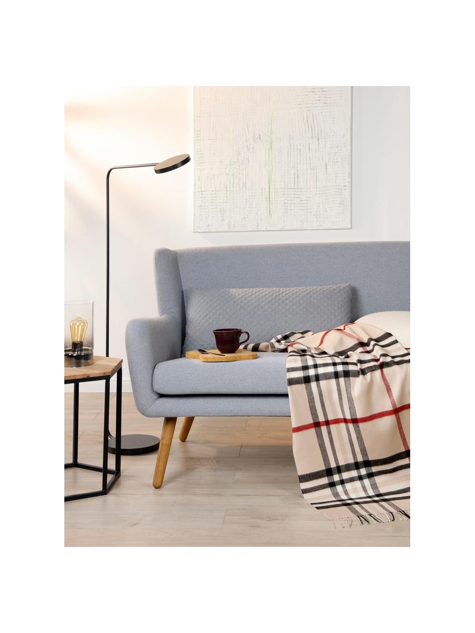 Geruite plaid Classy Side in beige, 100% polyacryl, Beige, crèmekleurig, rood, zwart, B 130 x L 170 cm