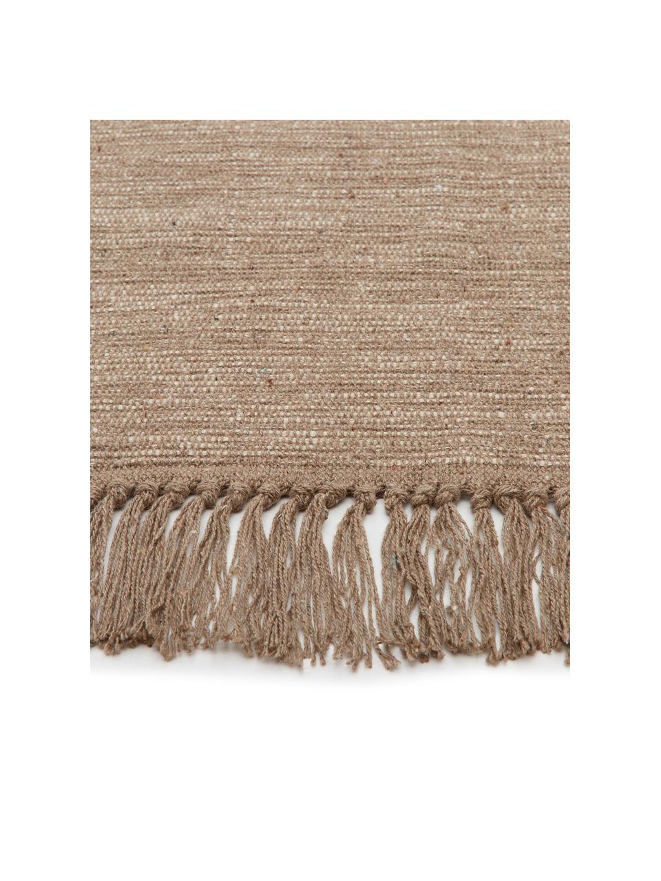 Baumwollteppich Dag mit Fransenabschluss, 100% Baumwolle, Taupe, B 140 x L 200 cm (Grösse S)