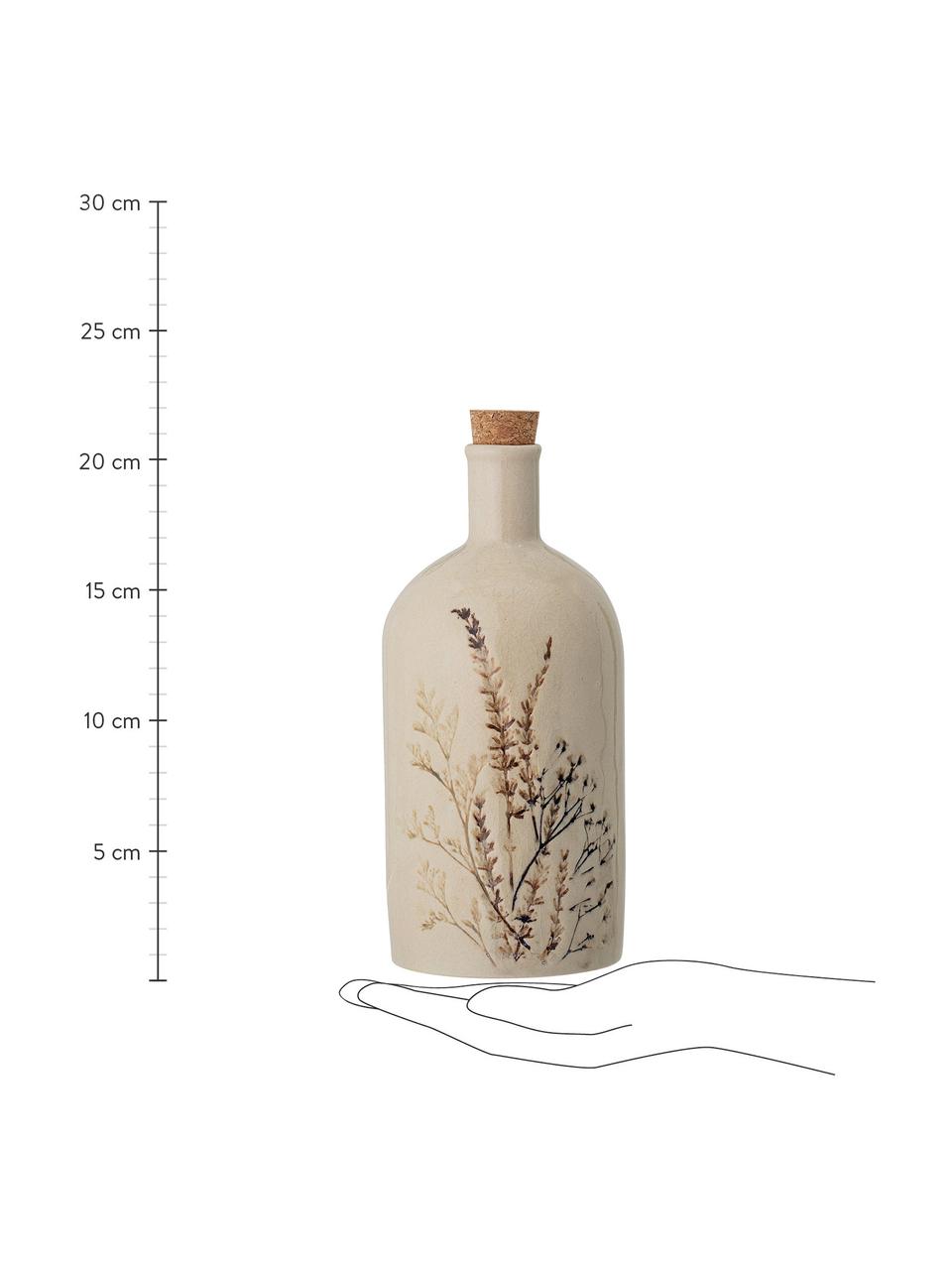 Ručne vyrobený dávkovač na olej a ocot s motívom trávy Bea, Béžová, Ø 9 x V 22 cm