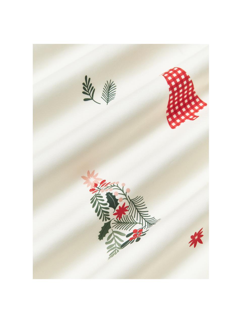 Copripiumino in cotone percalle Pine, Bianco, rosso, verde, Larg. 200 x Lung. 200 cm
