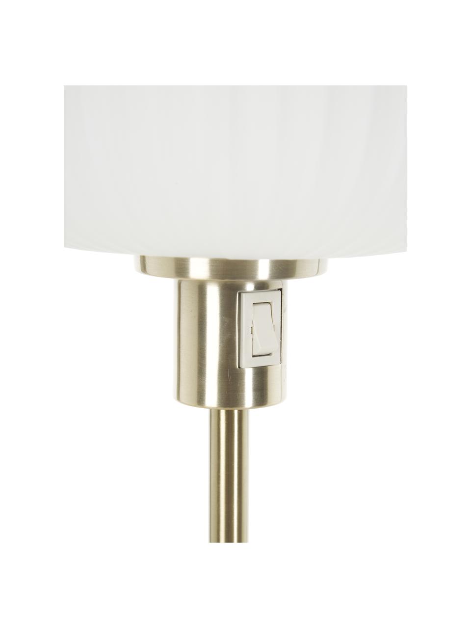 Lampadaire glamour abat-jour en verre Sober, Blanc, couleur dorée, Ø 25 x haut. 141 cm