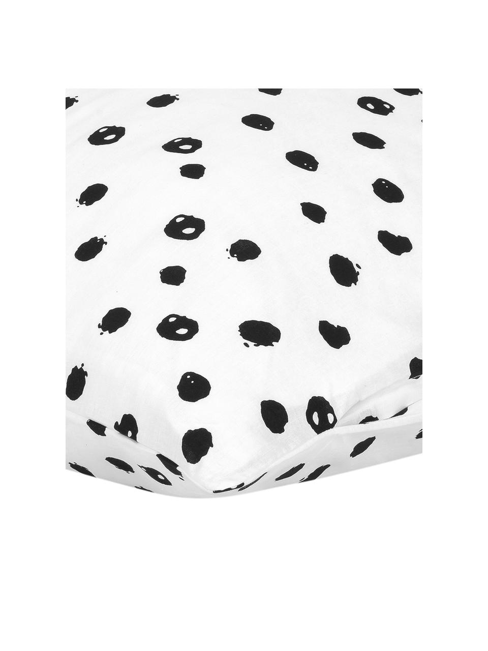 Puntíkovaný bavlněný povlak na polštář Jana, 2 ks, Bílá, černá, Š 40 cm, D 80 cm