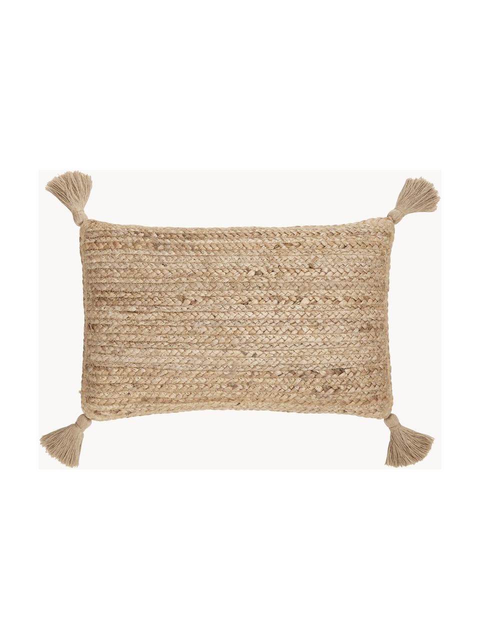 Housse de coussin rectangulaire en jute Jerome, Brun, larg. 30 x long. 50 cm