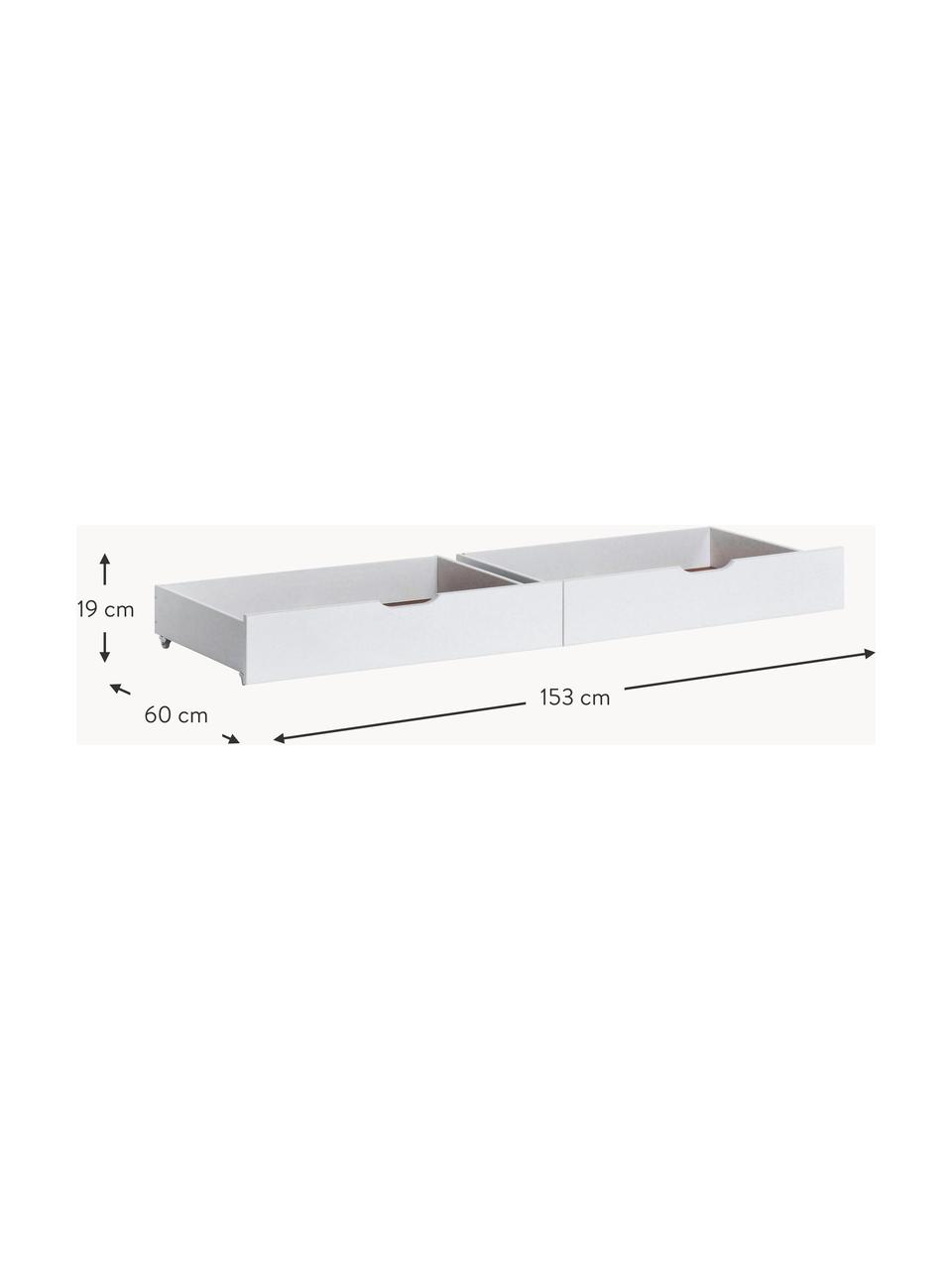 Cassetti letto Eco Comfort 2 pz, Pannello di fibra a media densità (MDF) certificato FSC, Legno laccato bianco, Larg. 153 x Prof. 60 cm