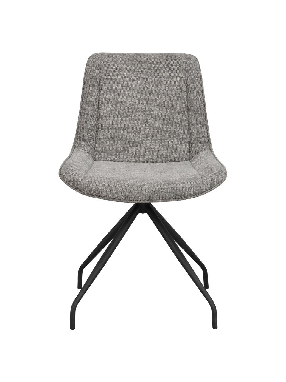 Čalúnená otočná stolička s kovovými nohami Rossport, 2 ks, Sivá, Š 52 x H 58 cm