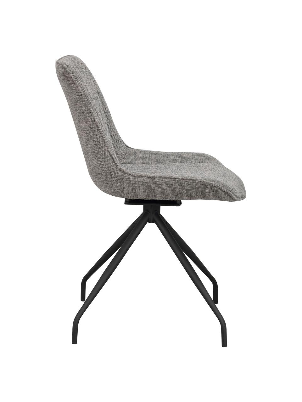 Čalúnená otočná stolička s kovovými nohami Rossport, 2 ks, Sivá, Š 52 x H 58 cm