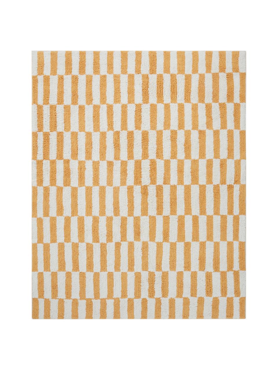 Hoogpolig vloerkleed Sorrento, Onderzijde: 100% katoen, Gebroken wit, zonnengeel, B 170 x L 240 cm (maat M)