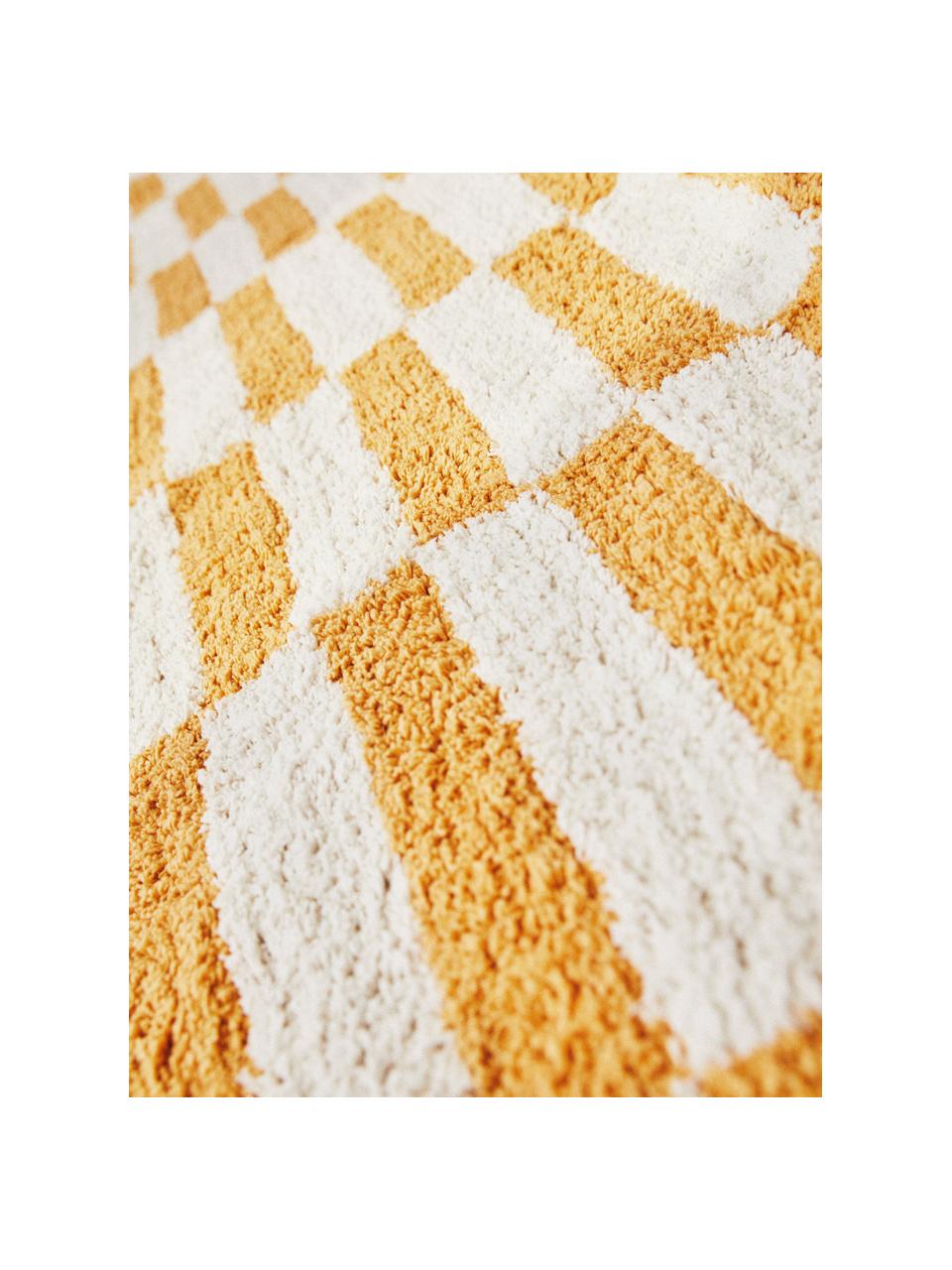 Tappeto a pelo lungo Sorrento, Retro: 100% cotone, Bianco latte, giallo acceso, Larg. 170 x Lung. 240 cm (taglia M)