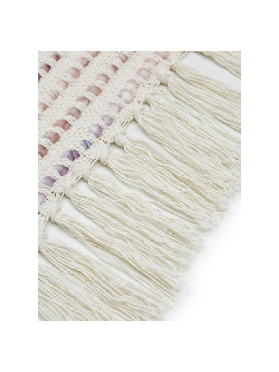 Koc z bawełny Kampala, 70% bawełna, 30% akryl, Odcienie kremowego, odcienie różowego, S 130 x D 170 cm