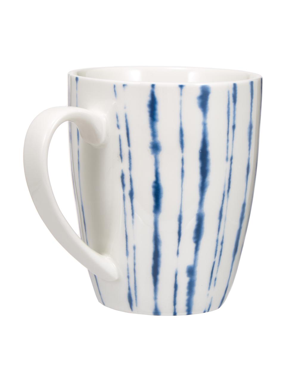 Porcelánová kávová šálka s akvarelovou dekoráciou Amaya, 2 ks, Porcelán, Biela, modrá, Ø 8 x V 10 cm, 350 ml