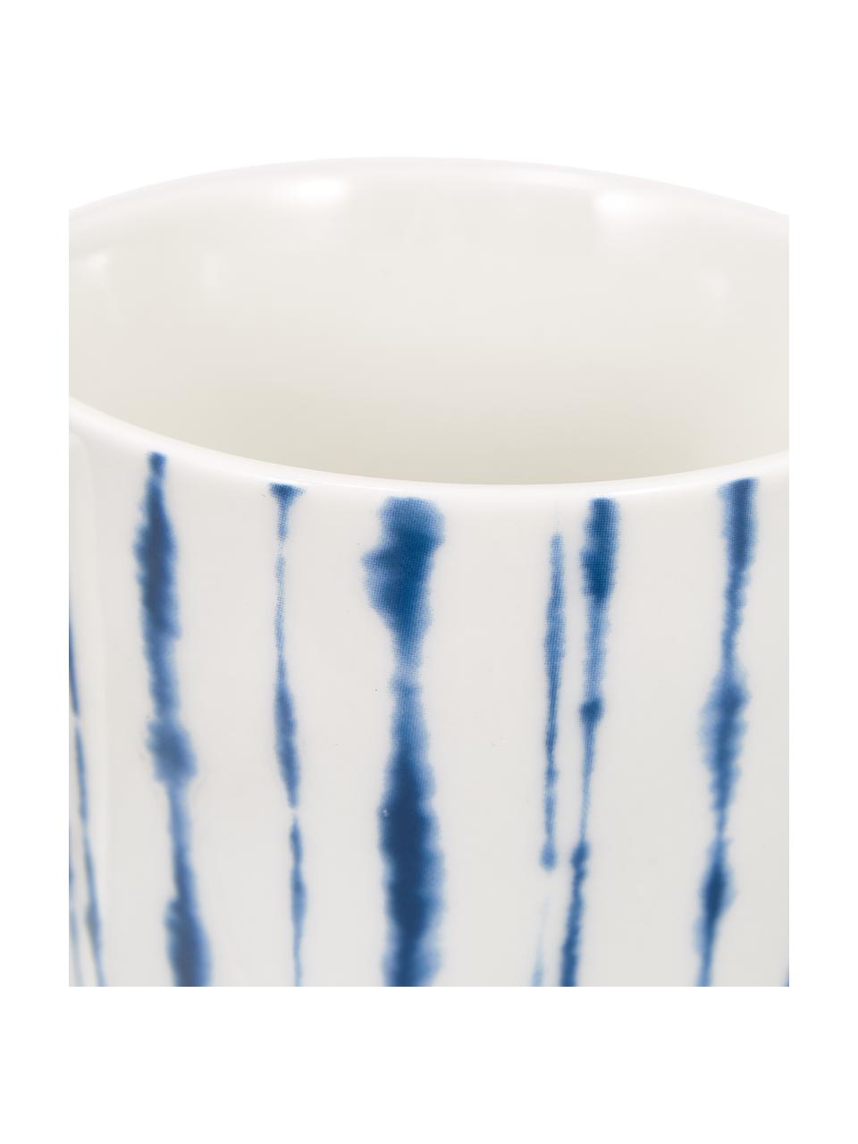 Porcelánový šálek na kávu s akvarelovým dekorem Amaya, 2 ks, Porcelán, Bílá, modrá, Ø 8 cm, V 10 cm, 350 ml