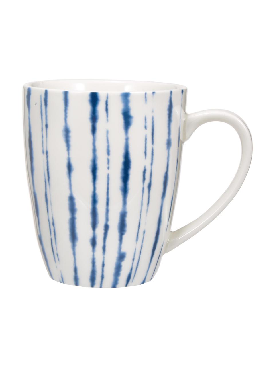 Kubek do kawy z porcelany Amaya, 2 szt., Porcelana, Biały, niebieski, Ø 8 x W 10 cm, 350 ml