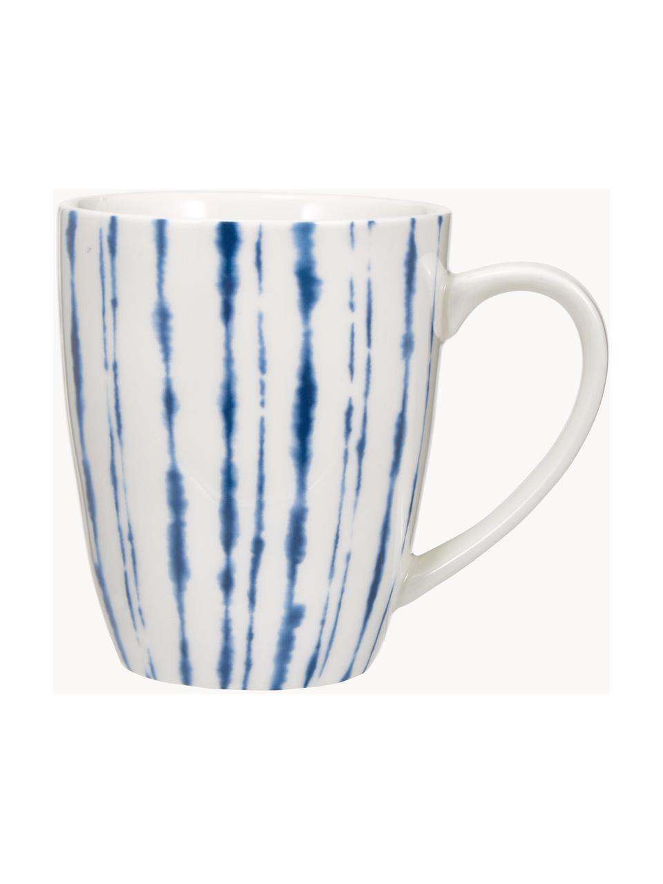 Tazze caffè in porcellana con decoro acquarello Amaya 2 pz, Porcellana, Bianco crema, blu scuro, Ø 8 x Alt. 10 cm, 350 ml