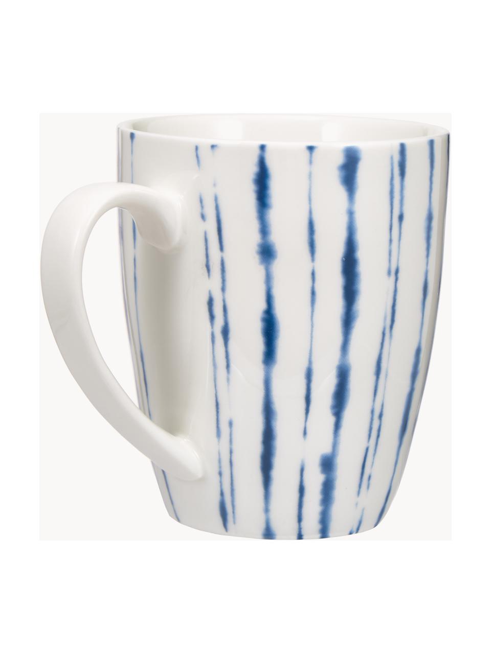 Tazze caffè in porcellana con decoro acquarello Amaya 2 pz, Porcellana, Bianco crema, blu scuro, Ø 8 x Alt. 10 cm, 350 ml