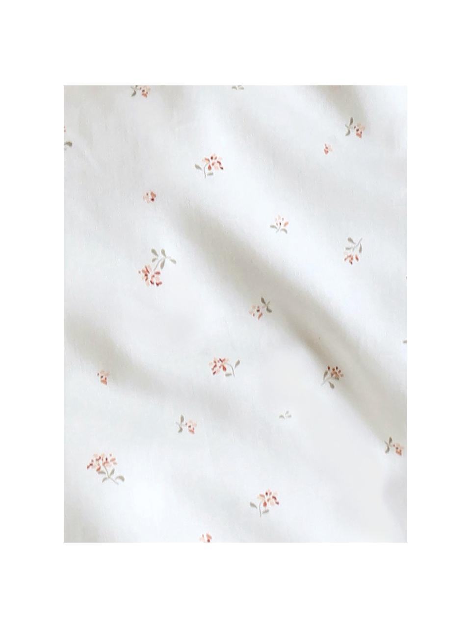 Parure de lit enfant satin de coton bio Poppies, 100 % satin de coton bio, certifié GOTS, Blanc, rose, larg. 100 x long. 135 cm + 1 taies d'oreiller 40 x 60 cm