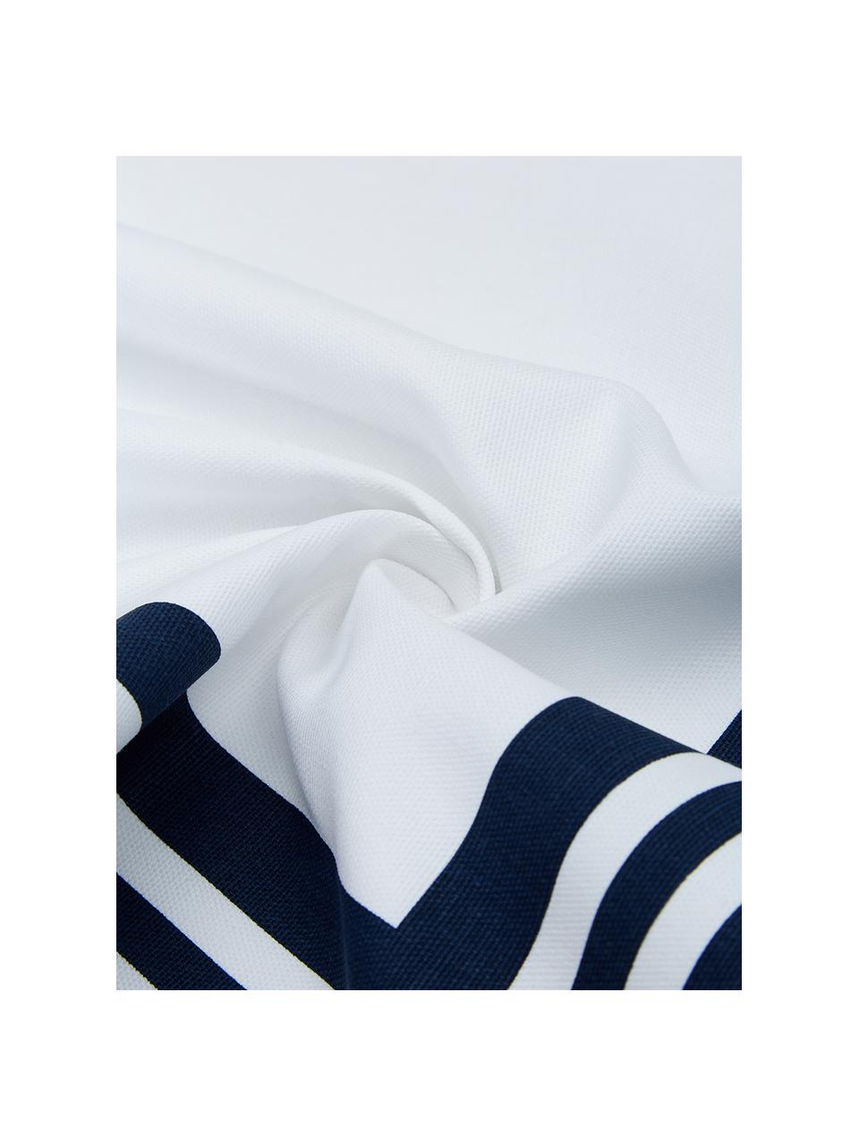 Kussenhoes Zahra in donkerblauw/wit met grafisch patroon, 100% katoen, Wit, donkerblauw, B 45 x L 45 cm
