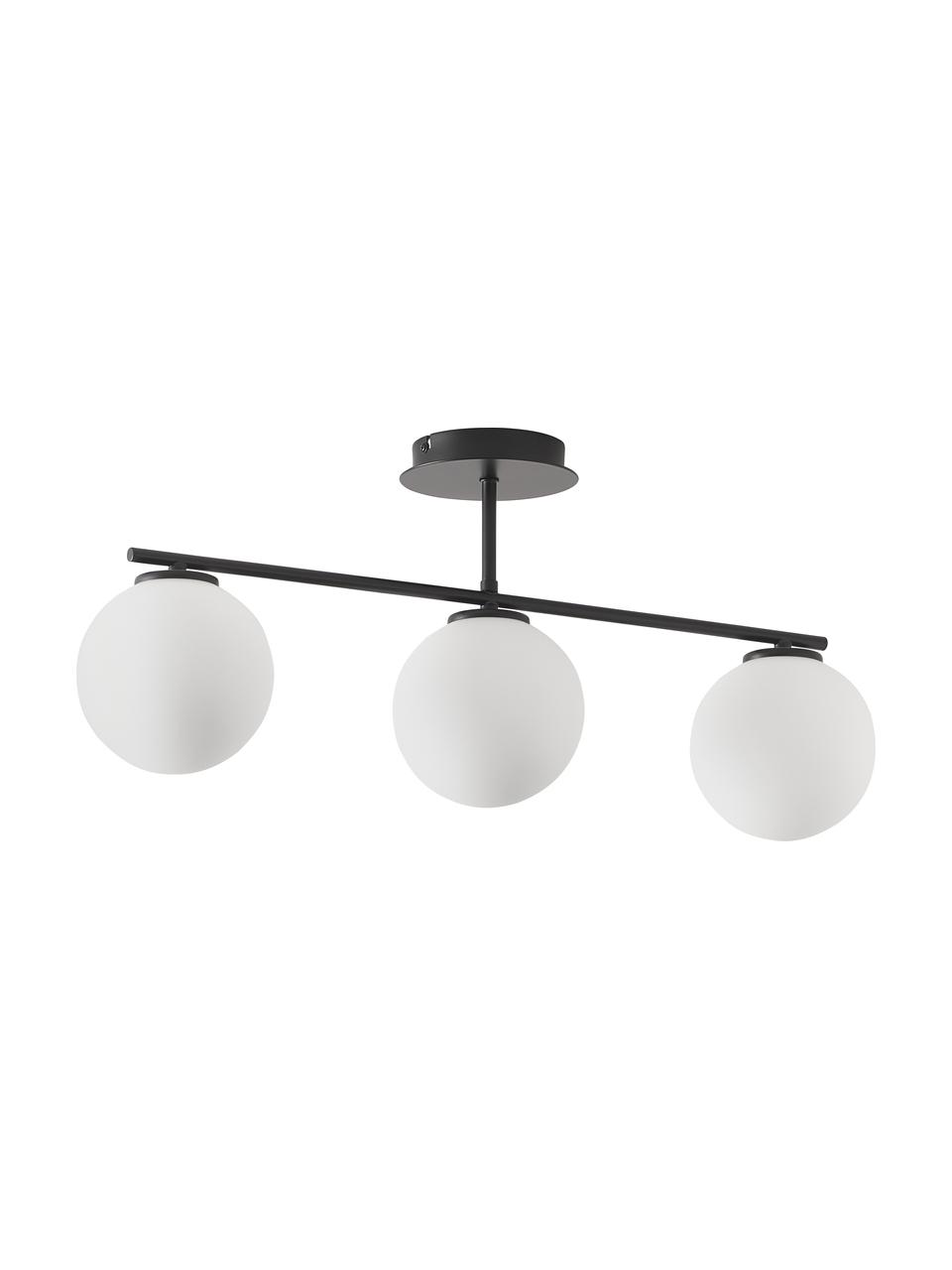 Lampa sufitowa ze szkła opalowego Atlanta, Biały, czarny, S 70 x W 28 cm
