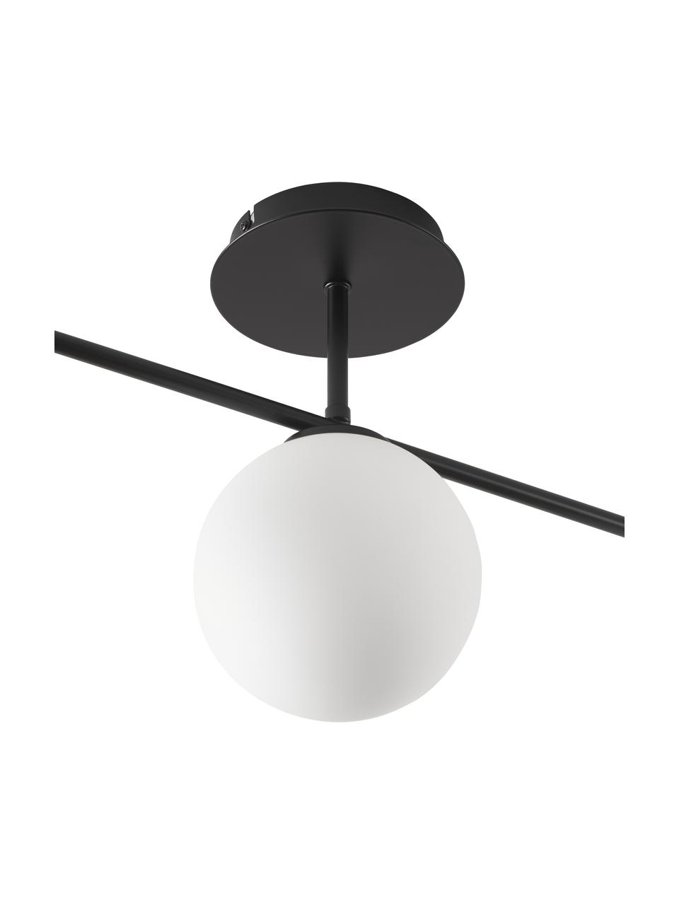 Lampa sufitowa ze szkła opalowego Atlanta, Biały, czarny, S 70 x W 28 cm