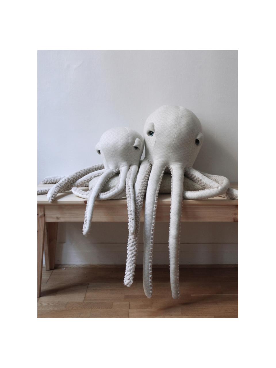 Cojín peluche artesanal Octopus, 85 cm, Parte superior: 85% algodón, 15% poliéste, Parte inferior: piel sintética (100% poli, Blanco Off White, beige claro, Ø 31 x Al 85 cm