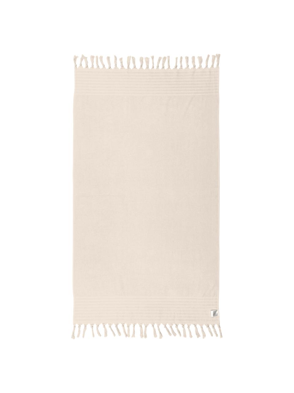 Fouta avec envers en tissu éponge Freddy, Blanc crème, larg. 100 x long. 180 cm