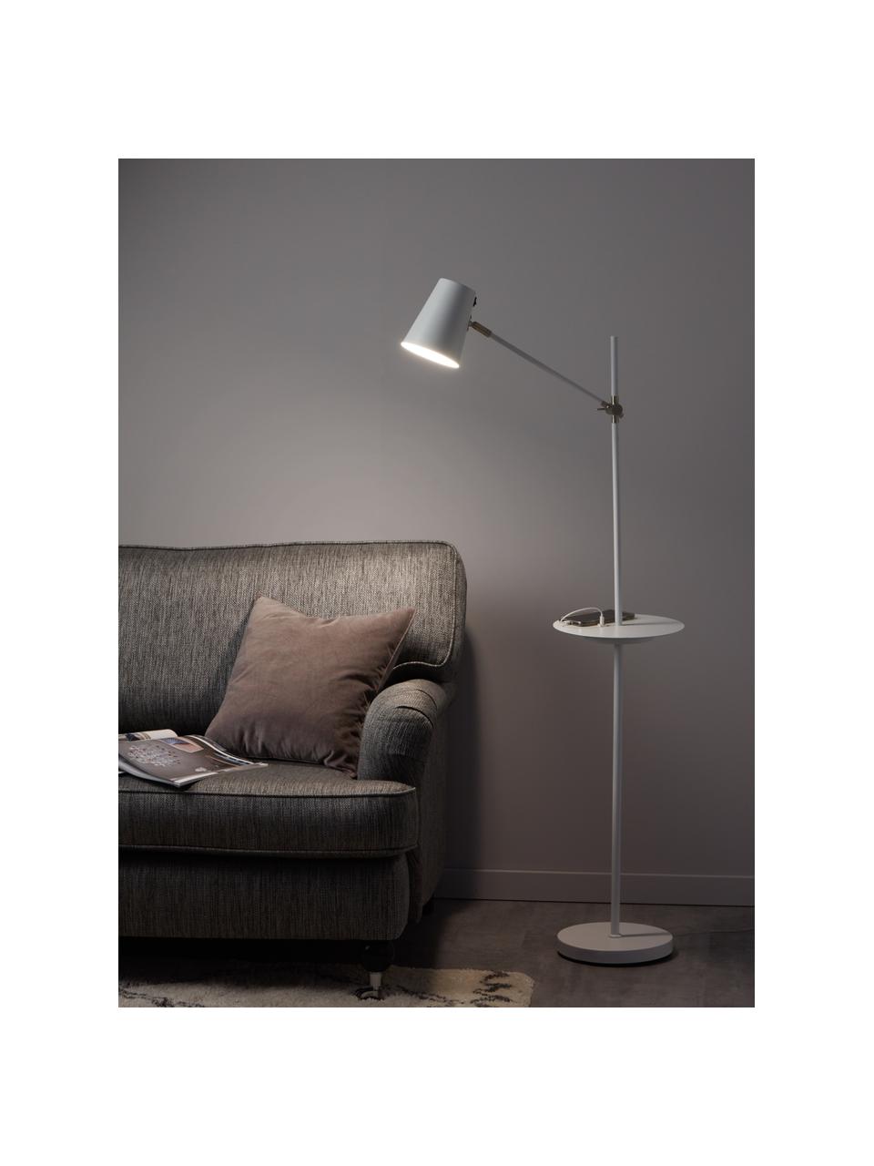 Lampa do czytania z półką i stacją ładującą Linear, Biały, W 144 cm