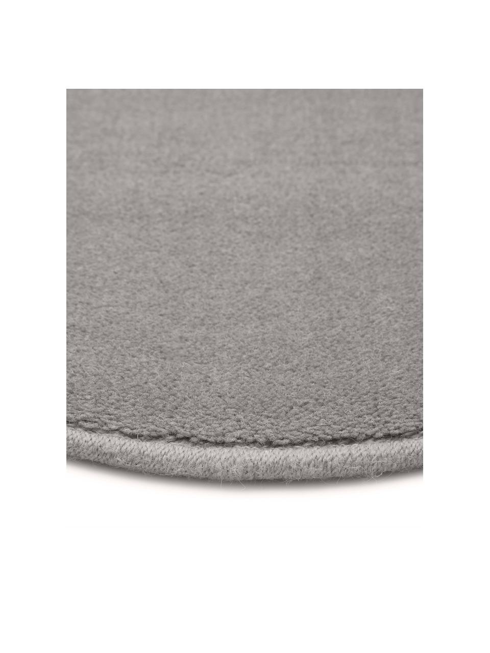 Rond wollen vloerkleed Ida in grijs, Bovenzijde: 100% wol, Onderzijde: 60% jute, 40% polyester B, Grijs, Ø 200 cm (maat L)