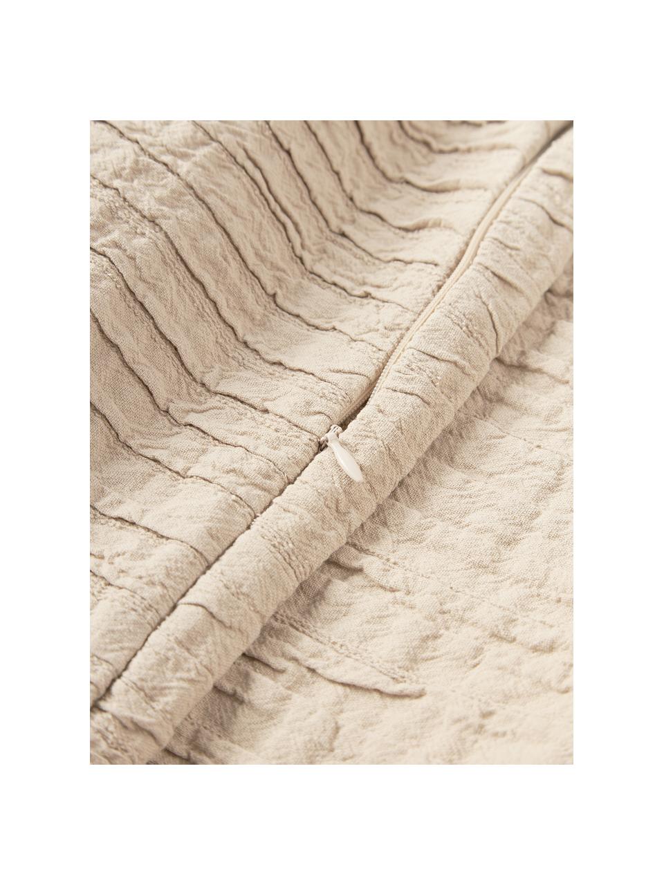 Katoenen kussenhoes Artemis met plissé-patroon, 99% katoen, 1% polyester, Beige, B 30 x L 50 cm