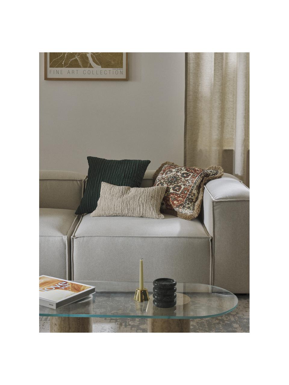 Housse de coussin en coton avec motif plissé Artemis, 99 % coton, 1 % polyester, Beige, larg. 30 x long. 50 cm