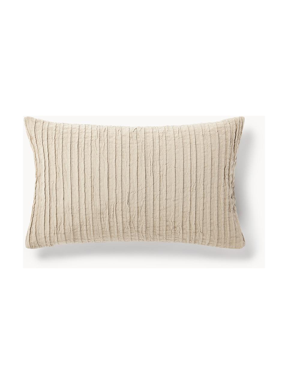 Katoenen kussenhoes Artemis met plissé-patroon, 99% katoen, 1% polyester, Beige, B 30 x L 50 cm