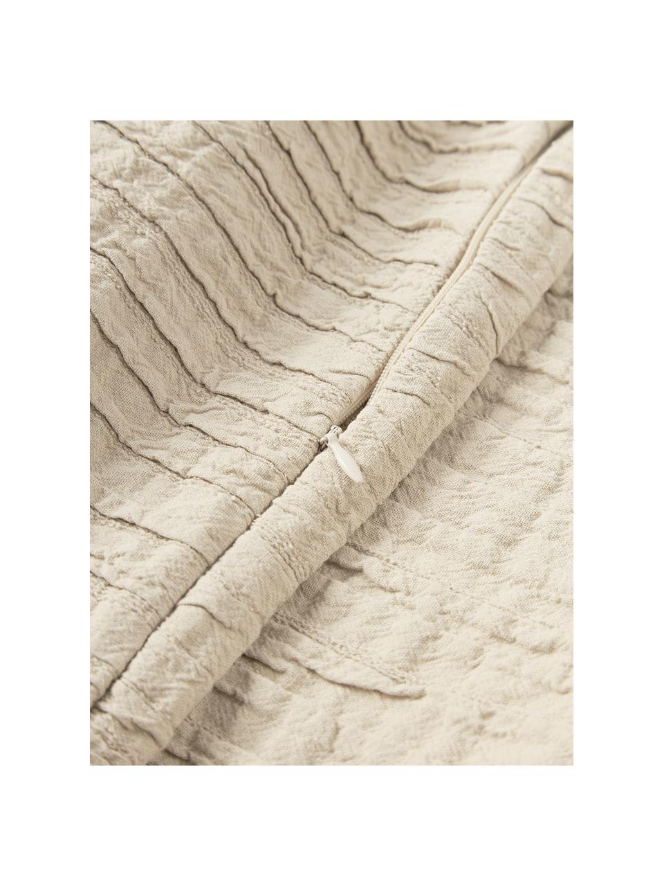 Housse de coussin en coton avec motif plissé Artemis, 99 % coton, 1 % polyester, Beige, larg. 30 x long. 50 cm