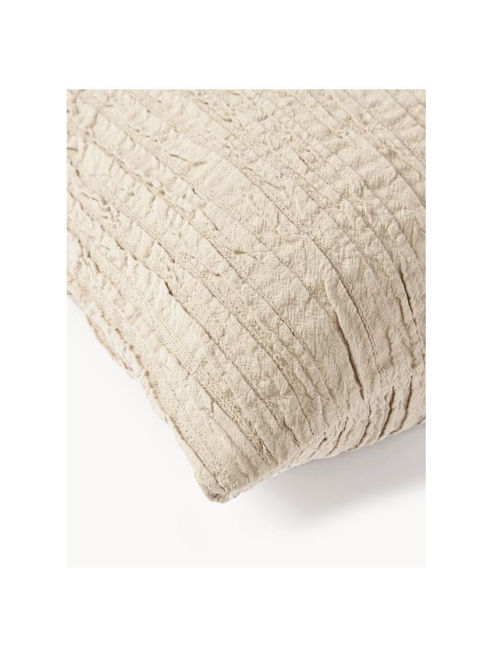 Plissierte Baumwoll-Kissenhülle Artemis, 99 % Baumwolle, 1 % Polyester, Beige, B 30 x L 50 cm
