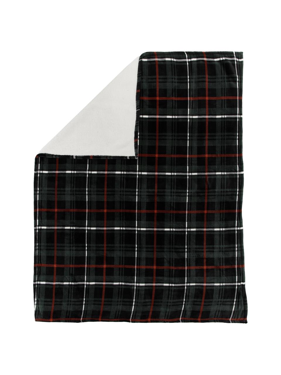 Kockovaná bavlnená obojstranná deka Jasper, 100 %  bavlna, Zelená, krémová, červená, čierna, Š 130 x D 170 cm