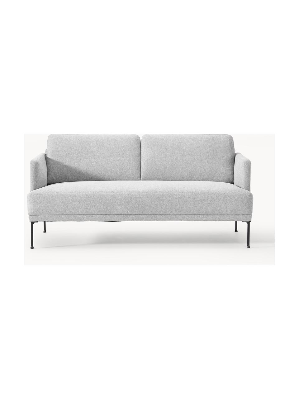 Sofa Fluente (2-osobowa), Tapicerka: 100% poliester Dzięki tka, Stelaż: lite drewno sosnowe, skle, Nogi: metal malowany proszkowo , Jasnoszara tkanina, S 166 x G 85 cm