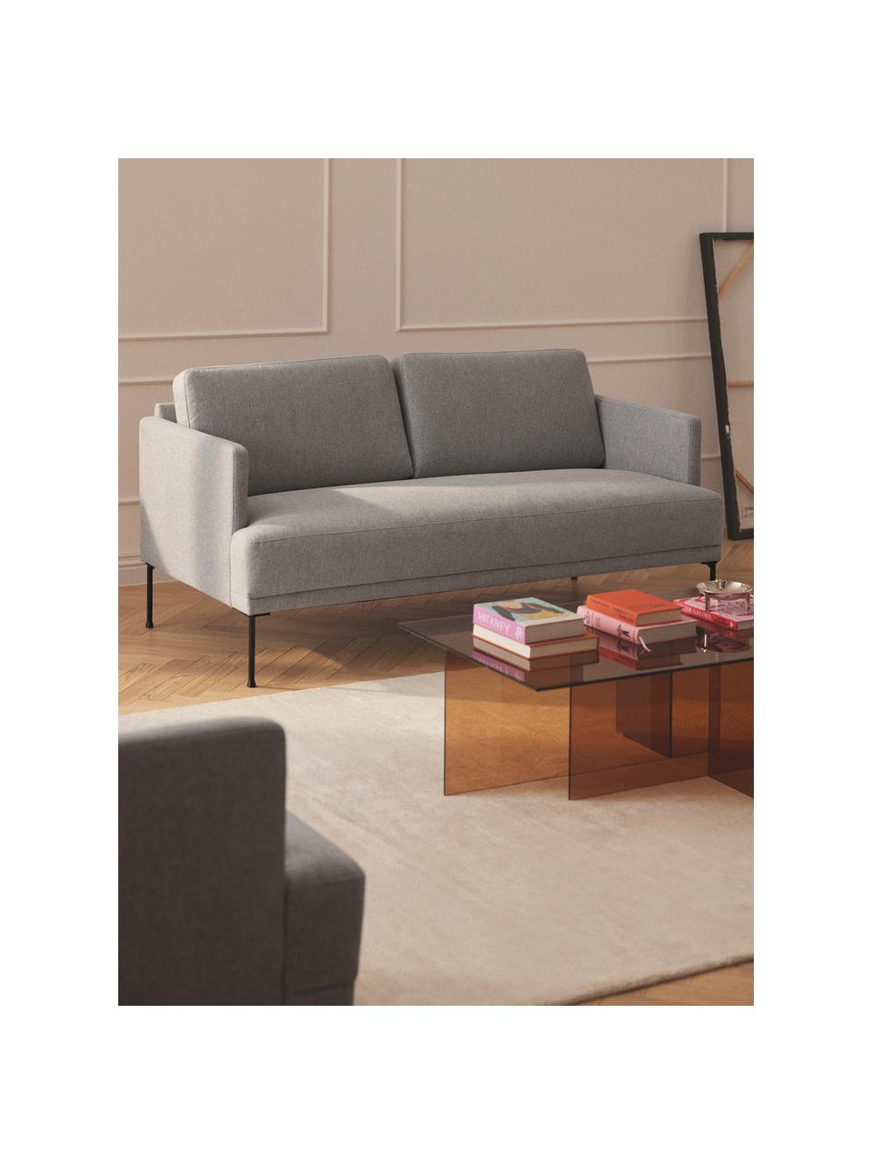 Sofa Fluente (2-Sitzer), Bezug: 100 % Polyester Der strap, Gestell: Massives Kiefernholz, Bir, Füße: Metall, pulverbeschichtet, Webstoff Hellgrau, B 166 x T 85 cm