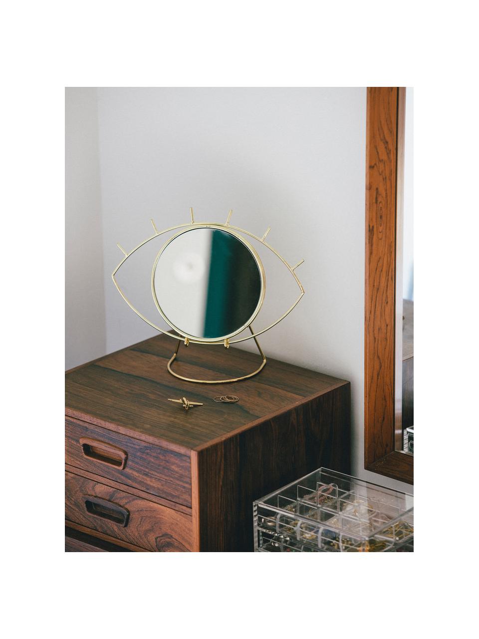 Kosmetikspiegel Lashes mit goldenem Edelstahlrahmen, Spiegelfläche: Spiegelglas, Goldfarben, 26 x 20 cm
