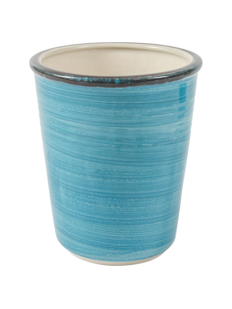 Mugs artisanaux Baita, 6 élém., Grès cérame (dolomie dure), peint à la main, Tons bleus, Ø 9 x haut. 11 cm, 350 ml