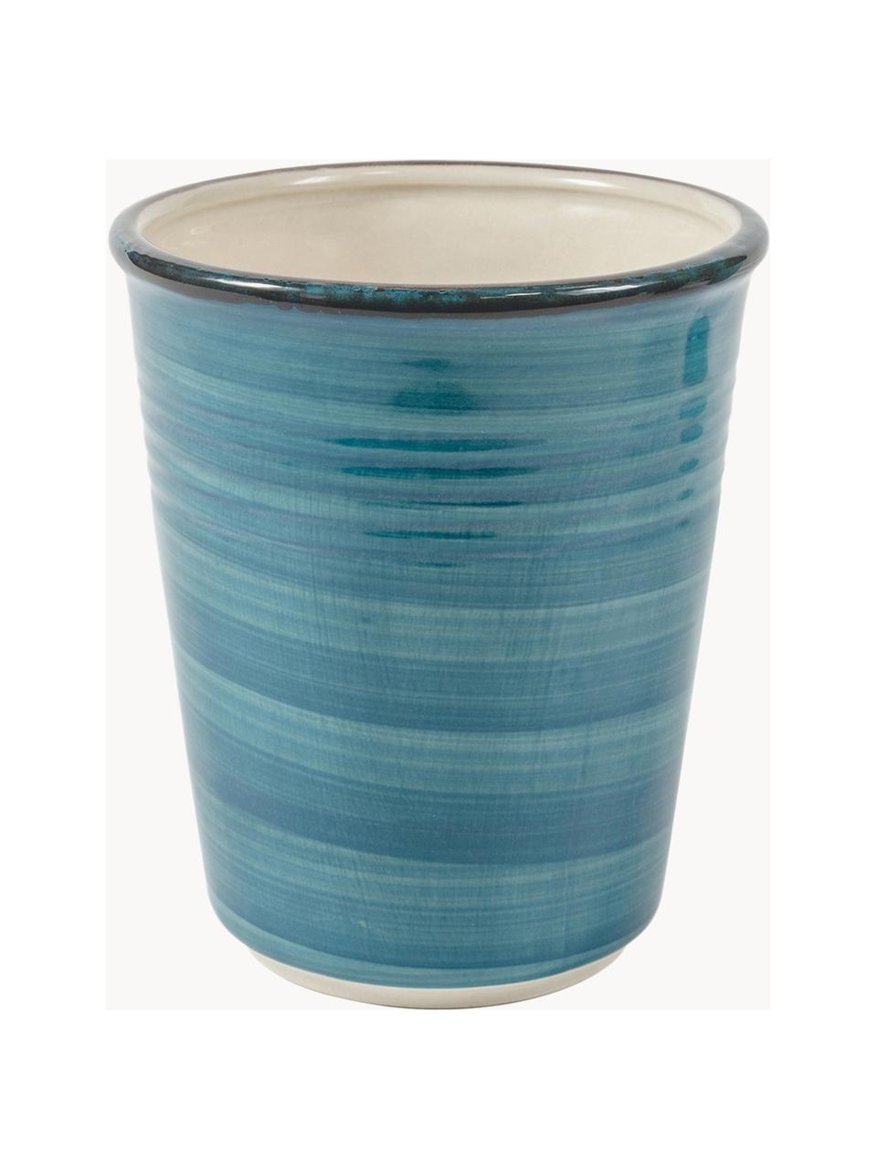 Sada ručně malovaných pohárků Baita, 6 dílů, Kamenina (dolomitový kámen), ručně malovaná, Odstíny modré, Ø 9 cm, V 11 cm, 350 ml