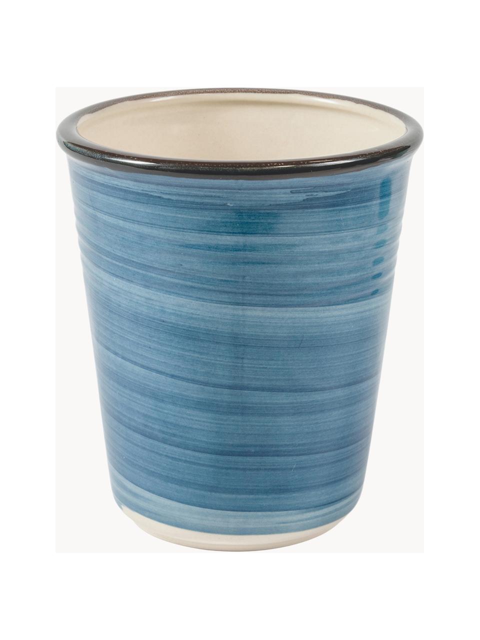 Tazas originales artesanales Baita, 6 uds., Gres (dolomita) pintado artesanalmente, Tonos azules, Ø 9 x Al 11 cm, 350 ml