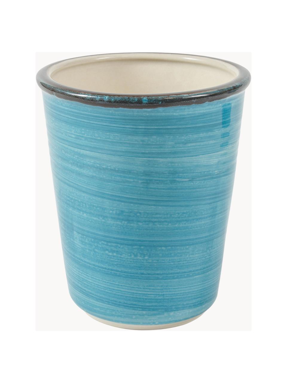 Tazas originales artesanales Baita, 6 uds., Gres (dolomita) pintado artesanalmente, Tonos azules, Ø 9 x Al 11 cm, 350 ml